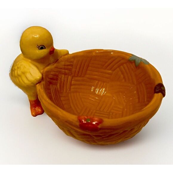 Celebrations Radko 2012 Ceramic‎ Basket Bowl w/ Chick Candy Dish Easter Spring - Picture 1 of 8